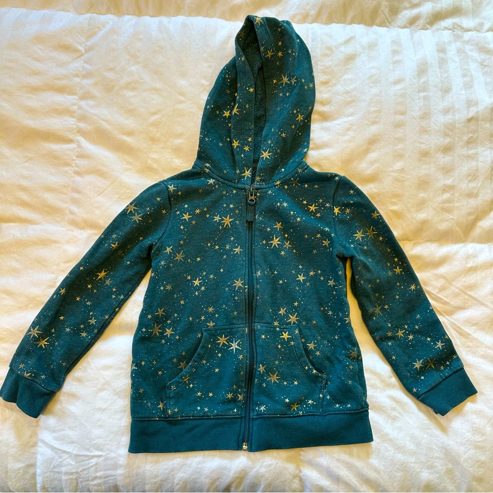 4/$20 Cat & Jack Girls Teal and Gold Zip Up Hoody- S(6/6x)
